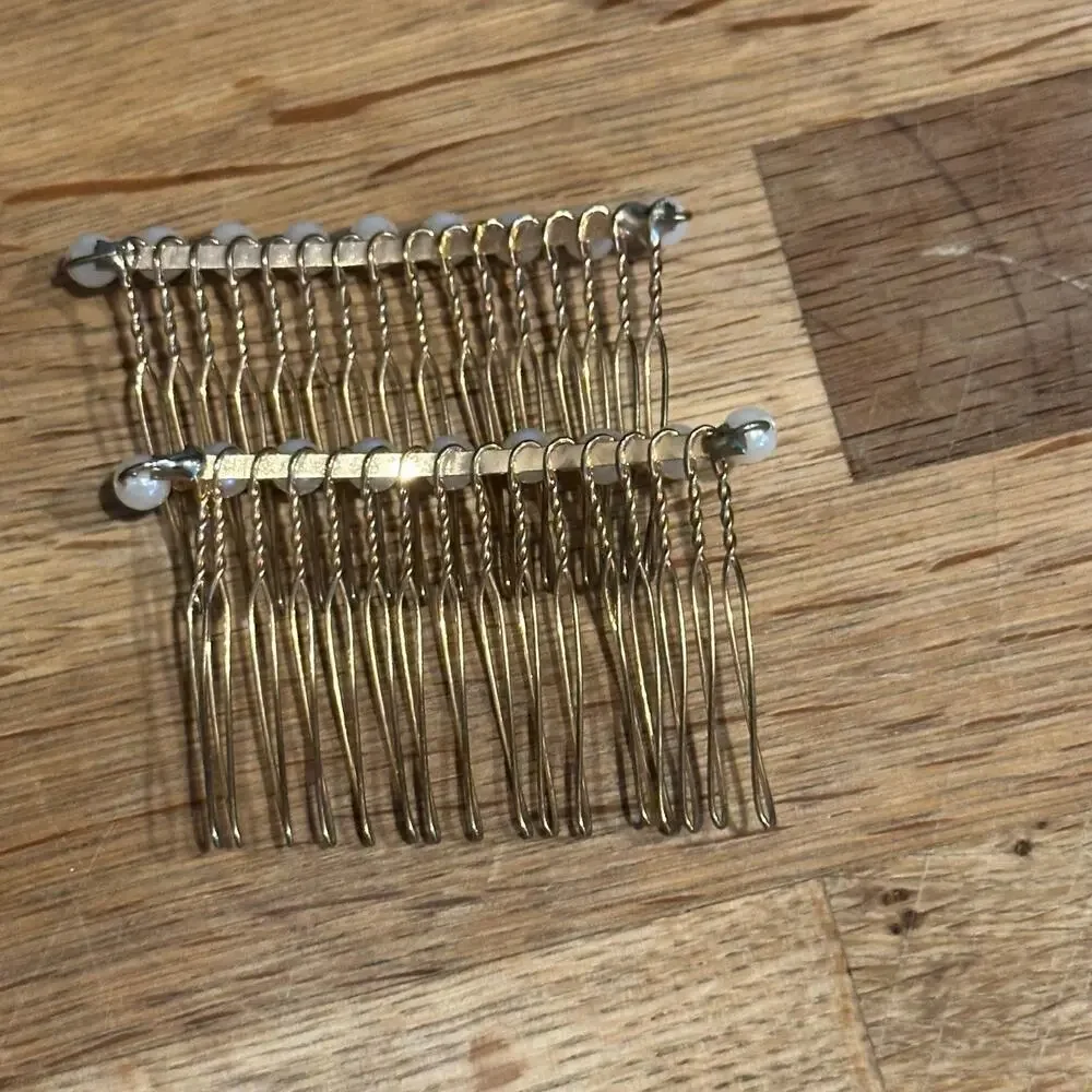 Pearl Hair Comb Freshwater Pearl Golden Wire Comb Hair Accessory